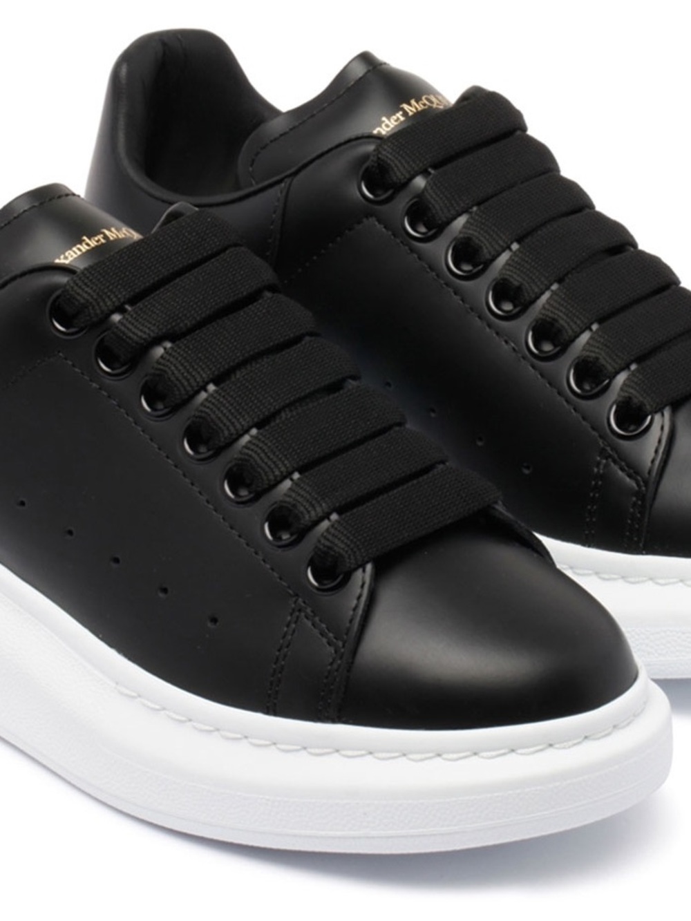 Alexander McQueen Black Leather Chunky-Soled Sneakers